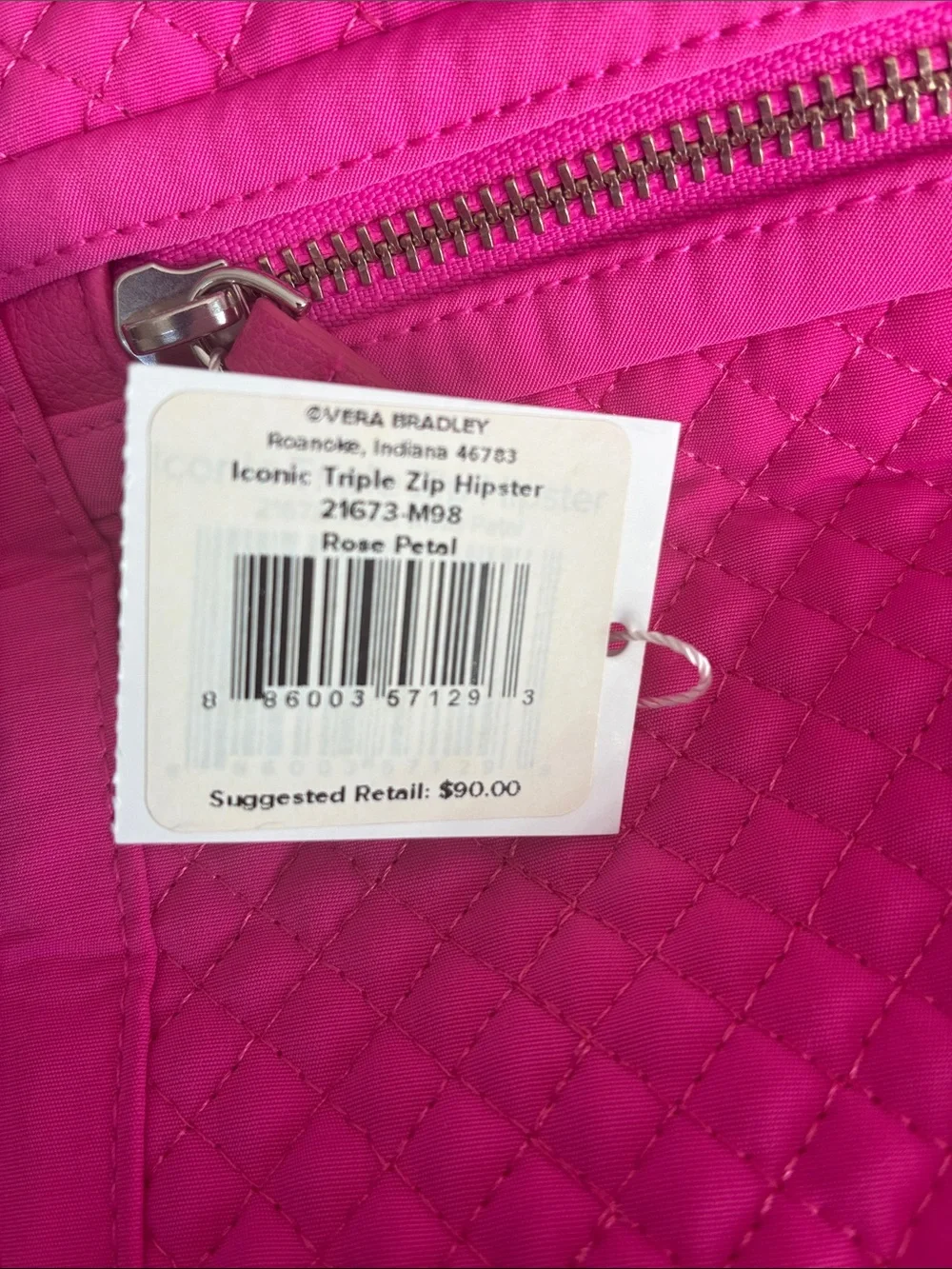 Vera Bradley Quilted Crossbody Bag in Hot Pink